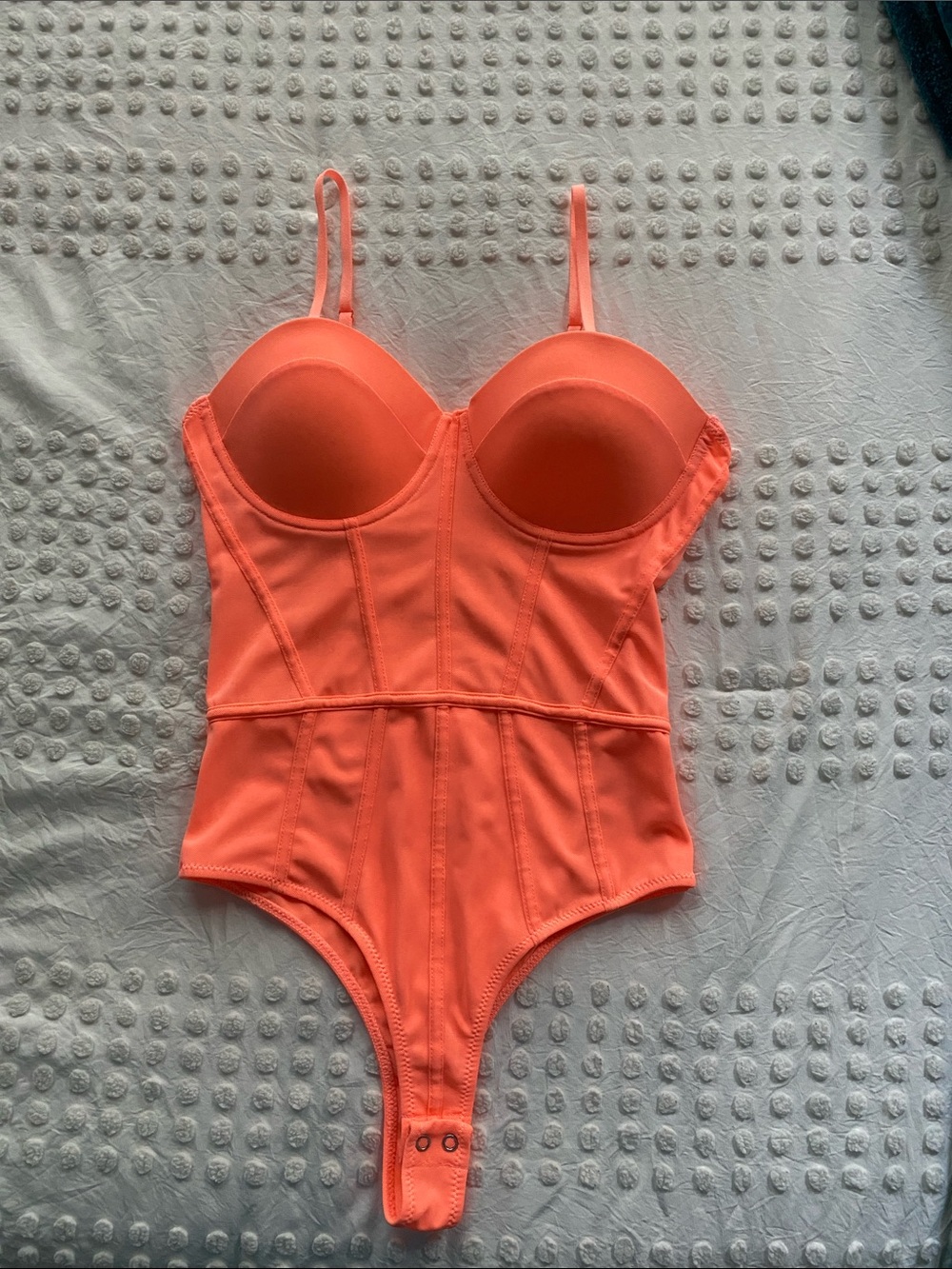 Women’s Coral One-Piece Bodysuit with Built-In Cups